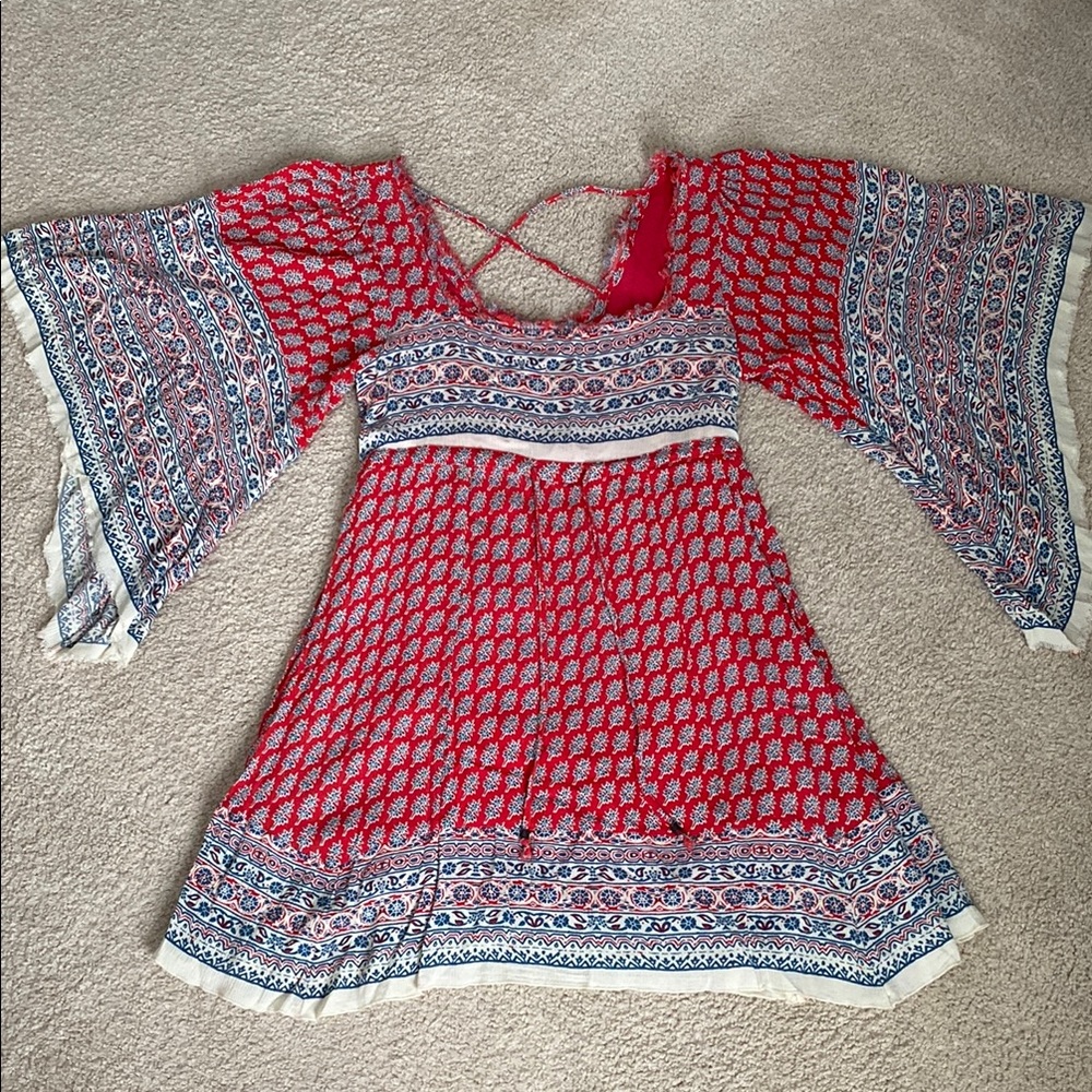 Free People Red and Blue Bohemian Dress